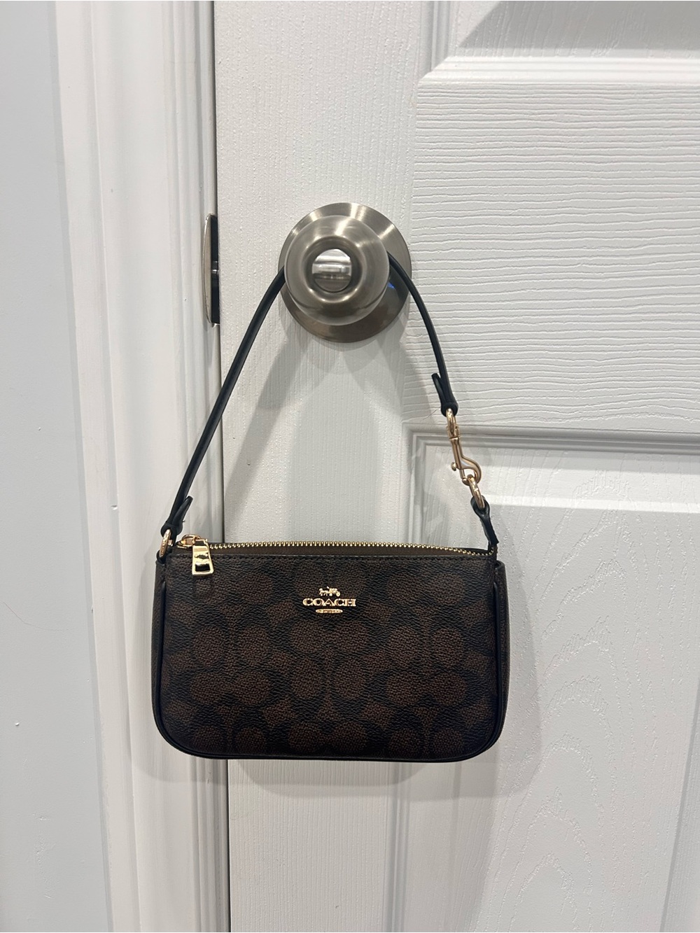 Coach Nolita 19 Shoulder Bag | in Signature Canvas | Gold/Walnut/Black 🤎